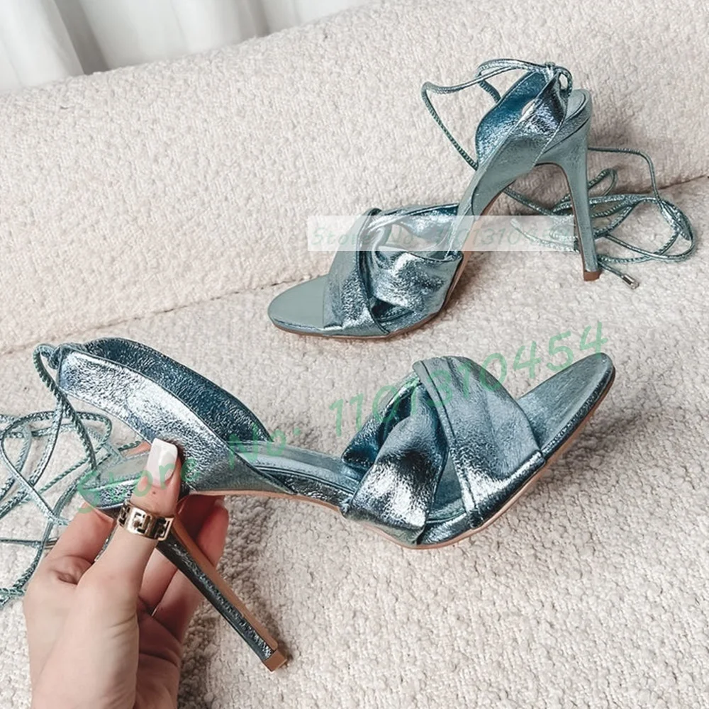 Crossfit Ladies - Metallic Blue Wrap Heeled Sandals Women
