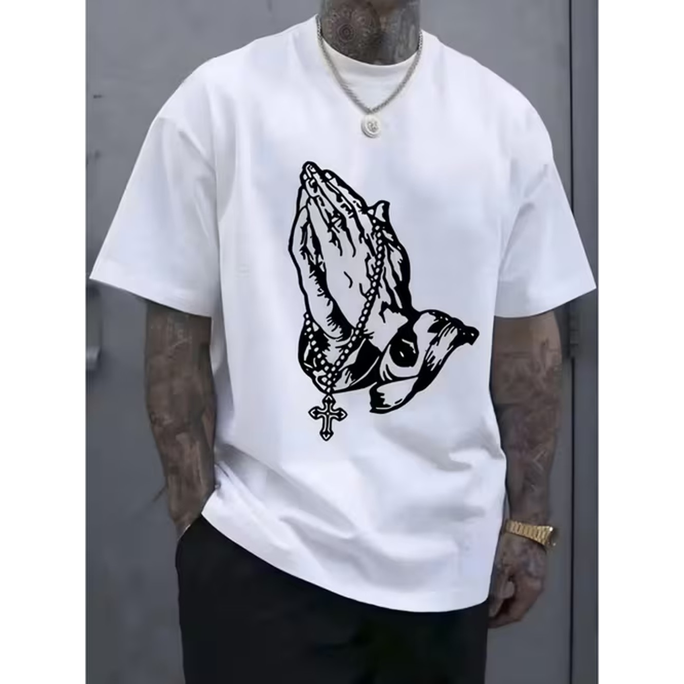 Crossfit Outfit - Mens Prayer Hands Cross Graphic T